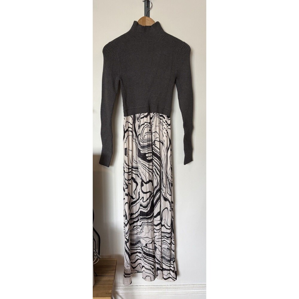 Anthropologie Gray White Thea Twofer Sweater Maxi Dress Size XS - Picture 4 of 12